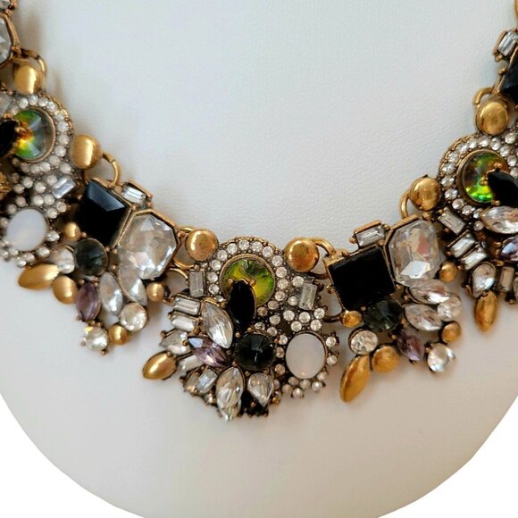 Vintage-Inspired Rhinestone & Cabochon Statement Collar Necklace - Picture 2 of 7